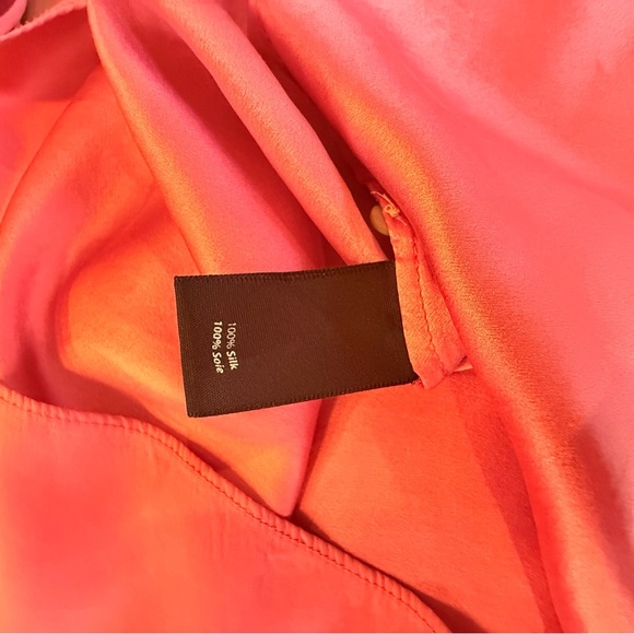 Elizabeth and James Pink Boatneck Fluted Sleeve Silk Mini Shift Dress XS $495 - Picture 13 of 15